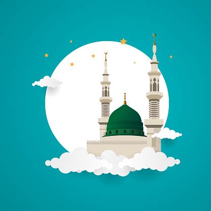 Medina An Nabawi Mosque Stock Illustration - Download Image Now - iStock