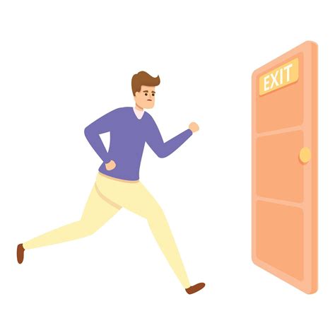 Exit door fast evacuation icon, cartoon style 14309167 Vector Art at ...