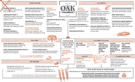 Art of the Menu: Oak Steakhouse