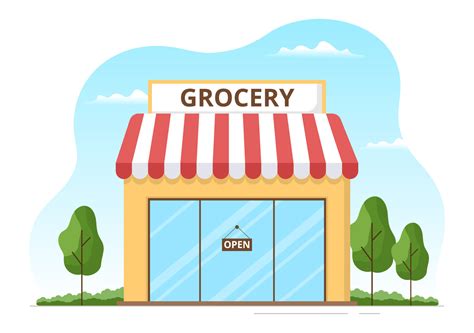 Grocery Store or Supermarket with Food Product Shelves, Racks Dairy ...