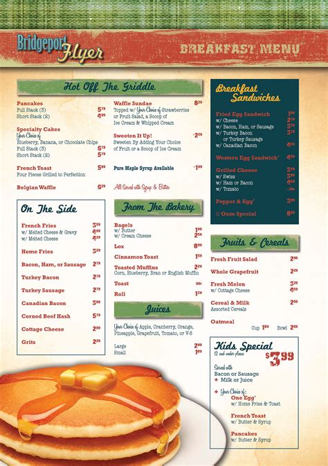 Bridgeport Flyer Diner Menu Design on Behance