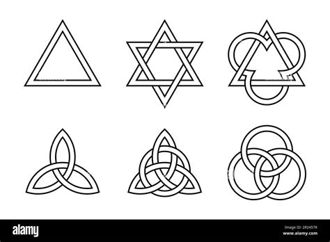 Six Trinity symbols. Ancient Christian symbols, formed by interlaced ...