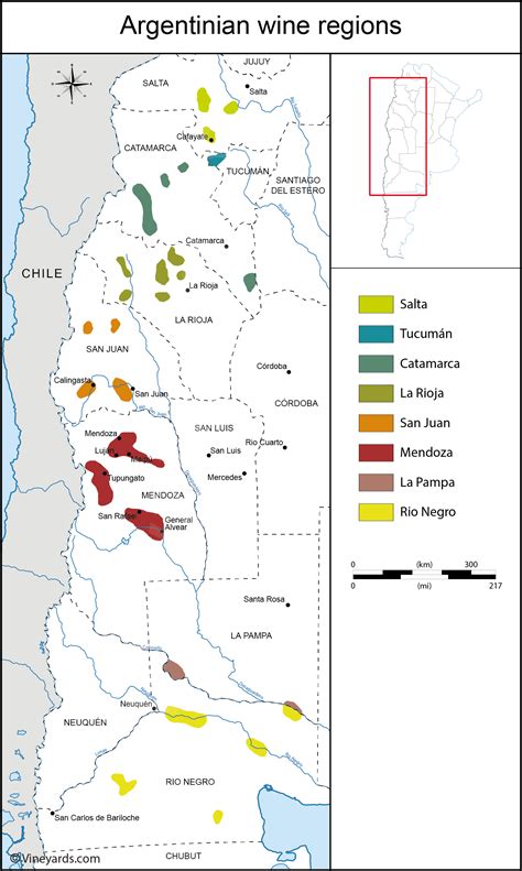 Argentina Map of Vineyards Wine Regions