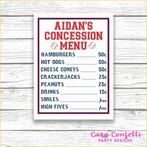 Concession Stand List Template