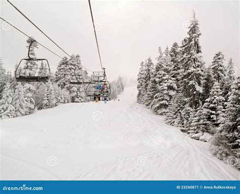 Ski Slope and Chair Ski Lift in Borovets, Bulgaria Stock Image - Image ...