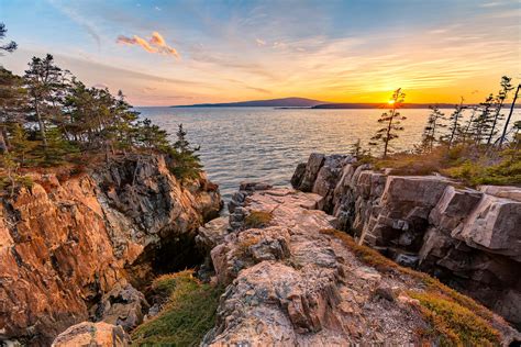 Sunset over coastal cliffs Acadia NP [OC] [7336x4896] | Acadia national ...