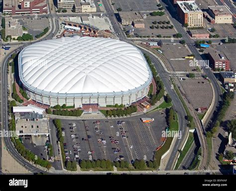 aerial view above Metrodome stadium Minneapolis Minnesota Stock Photo ...