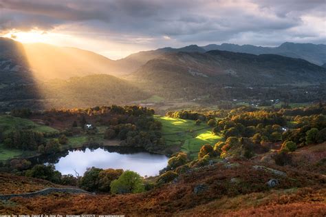 Sunset, Loughrigg Tarn, Ambleside, Lake District, Cumbria, England ...