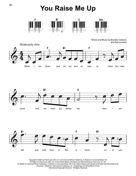 Josh Groban You Raise Me Up Sheet Music For Beginners In C Major ...