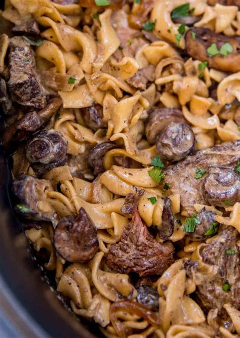 Slow Cooker Beef Stroganoff {EASY} - Dinner then Dessert