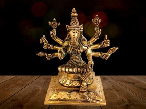 Golden 6.7" Brass Varahi Amman Statue, For Worship, Size/Dimension: 6.2 ...