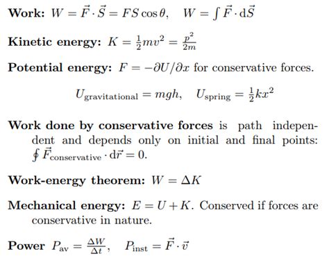 Basic Physics Formulas