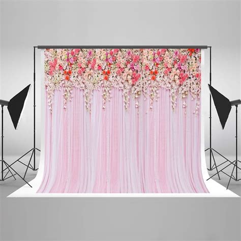 HelloDecor Polyester Fabric 7x5ft Pink Photography Backdrops Flowers ...