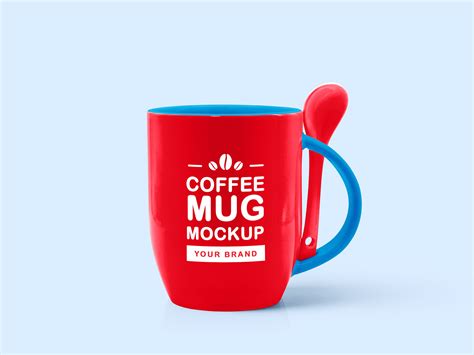 Front View Coffee Mug Mockup with a Spoon Free Download | Resource Boy