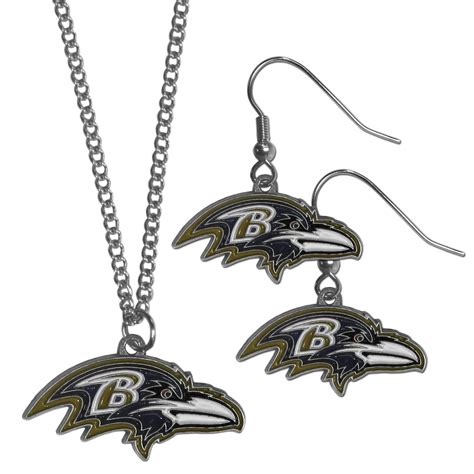 Baltimore Ravens Dangle Earrings and Chain Necklace Set | Fanhood Gear