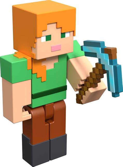 Minecraft Alex Action Figure, Authentic Pixelated Video-Game Character ...