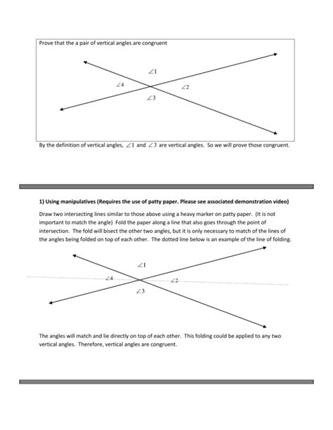 Vertical Angles Proof Samples