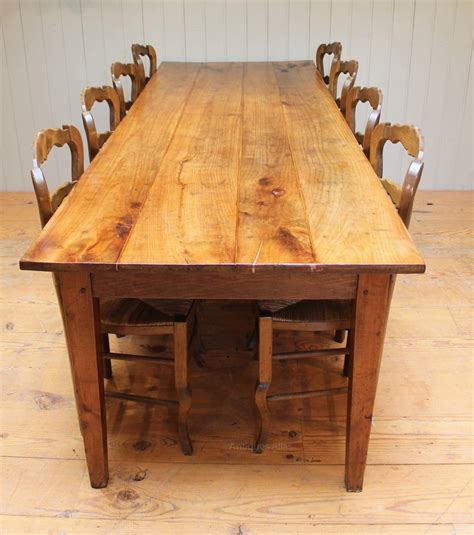 Large Cherrywood Farmhouse Table - Antiques Atlas