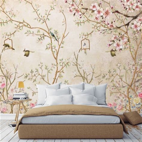 Chinoiserie Wallpaper Birds Wall Mural Peel and Stick Removable Wall ...