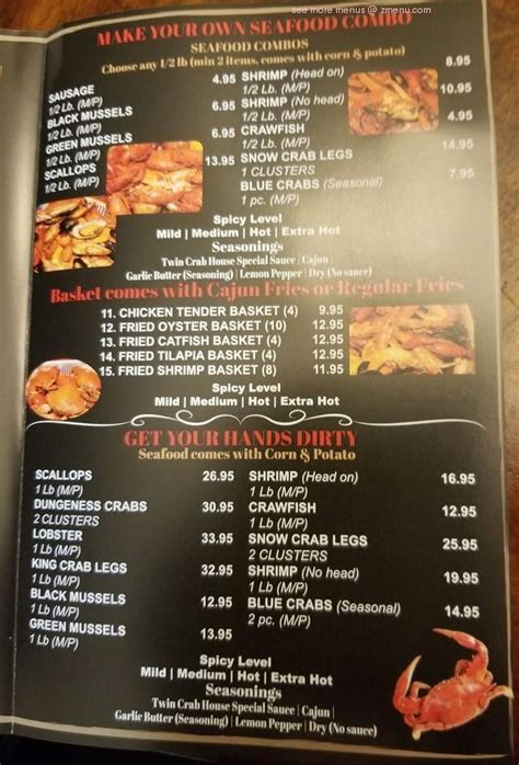 Online Menu of Twin Crab Restaurant, Houston, Texas, 77034 - Zmenu