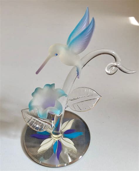 1998 Glass Baron Hummingbird Figurine Purple Blue Blown Glass - Etsy