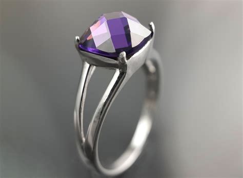 Purple Stone Ring, Sterling Silver, Purple Color Stone (CZ), Modern ...