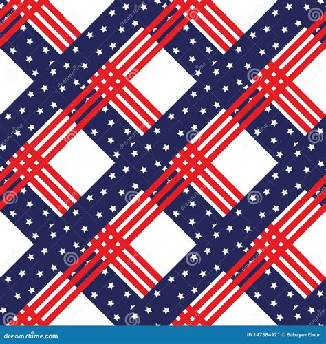 American Patriotic Stars and Stripes Seamless Pattern in Bright Red ...