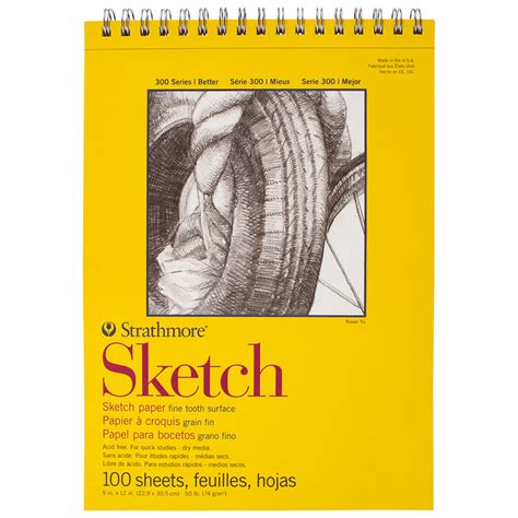 9" x 12" Sketch Book, Top Spiral Bound Sketch Pad, 100-Sheets (50lb ...