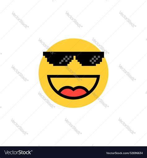 Laughing emoji with pixelart glasses Royalty Free Vector