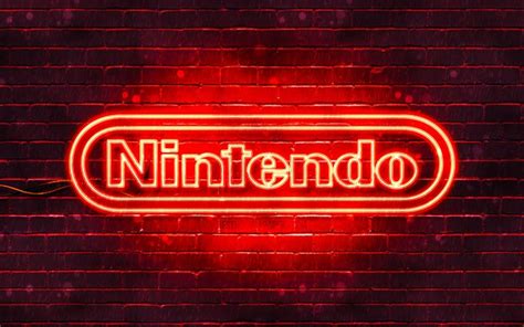 Download wallpapers Nintendo red logo, 4k, red brickwall, Nintendo logo ...