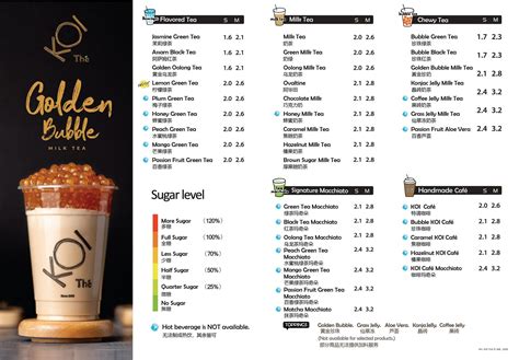 KOI Menu: KOI Singapore Bubble Tea Menu 2024