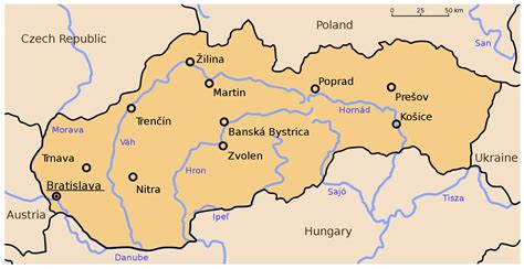 Slovakia Map Rivers And Cities - MapSof.net