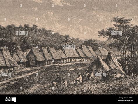 Pueblo of civilized natives, Manila district. Philippines 1885 old ...