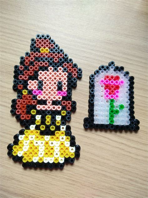 Belle & Beast Disney princess figure set handmade hama beads perler fan ...