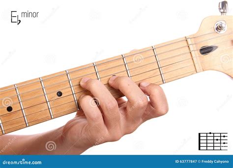 E Flat Minor Guitar Chord Tutorial Stock Image - Image of master, guide ...