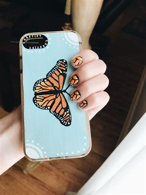 Butterfly nails to match hand painted phone case Cell Phone Cases Diy ...