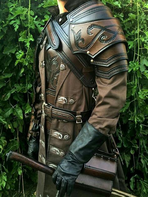 Leather coat but w/ shin guards? | Leather armor, Costume armour, Armor