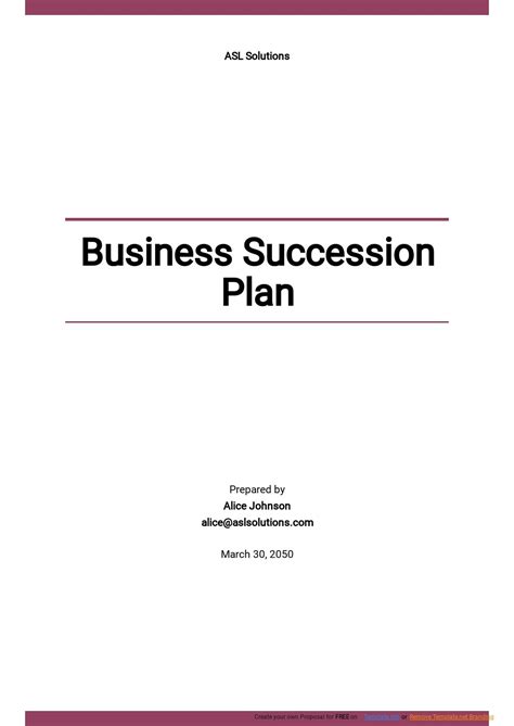 Small Business Succession Plan Template - Google Docs, Word, Apple ...