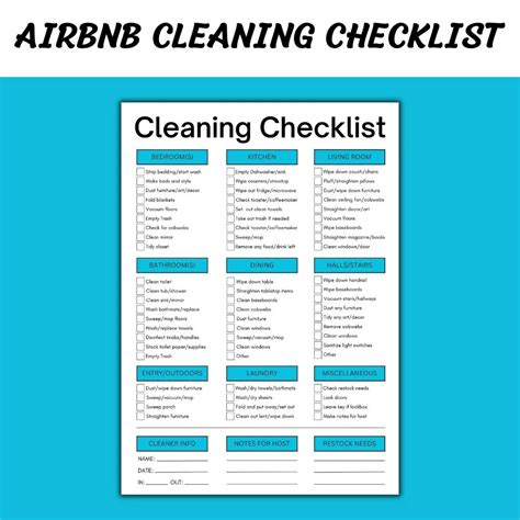 Airbnb Cleaning Checklist Template | Airbnb Turnover Checklist ...