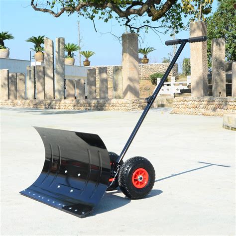 29 Inch Wheeled Snow Shovel Adjustable Height Multi-angle Snow Pusher ...