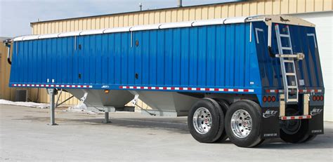 Grain-Hopper-Trailer-Blue-Steel-with-Electric-Tarp - Jet Co Trailers