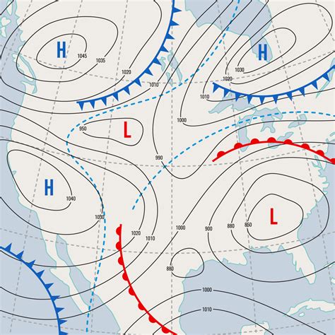 Weather forecast, meteorology isobar USA map 14041671 Vector Art at ...