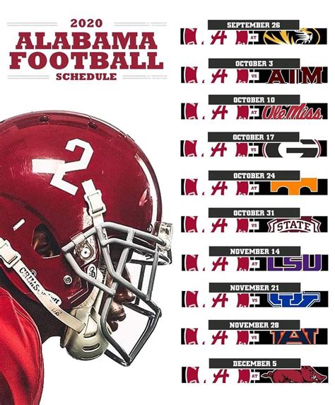 2022-2023 Alabama Football Helmet Schedule Printable - Printable Schedule