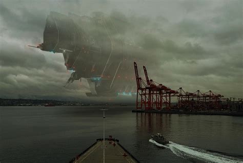 UNSC Pillar of Autumn over Vancouver c2549 [1920x1287] : MilitaryPorn