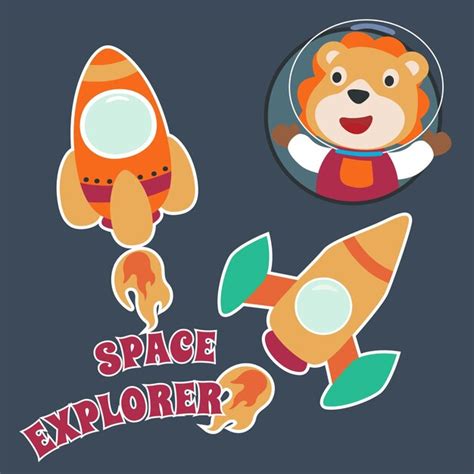 Premium Vector | Space lion or astronaut in a space suit with cartoon ...