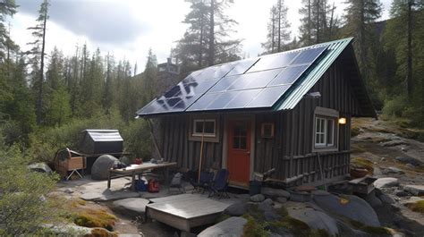 Solar Panels Cabin Surrounded By Trees Is Covered With Backgrounds ...