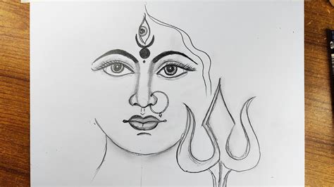 Durga Maa Drawing || How to Draw Durga Maa || durga maa face drawing ...