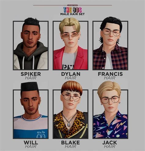 The Sims 4 Custom Content: 90s inspired Masculine Hairstyles