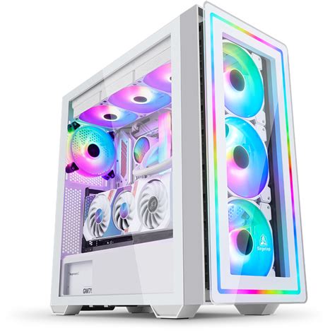 Segotep Gank360-RGB E-ATX All White Gaming Desktop PC Case, Rtx PC Case ...