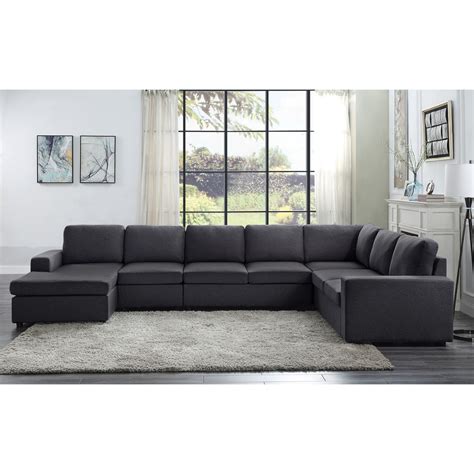 146.5" Gray Tifton Modular Sectional Sofa with Reversible Chaise ...